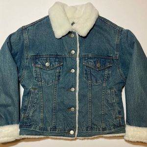 Vintage Western Star Blue Denim Jacket White Faux Fur Lined Denim Jacket Trucker